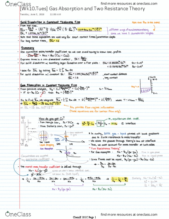 CH ENGR 101C Lecture 10: [Wk10.Tues] Gas Absorption and Two Resistance Theory thumbnail