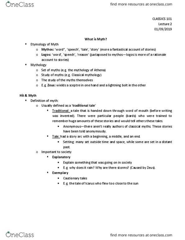 CLASS102 Lecture Notes - Lecture 2: Lightning, Electra Complex, Urban Legend thumbnail