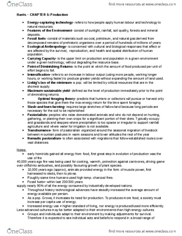 ANTH 1150 Chapter Notes - Chapter 5: Machiguenga People, Internal Combustion Engine, Cassava thumbnail