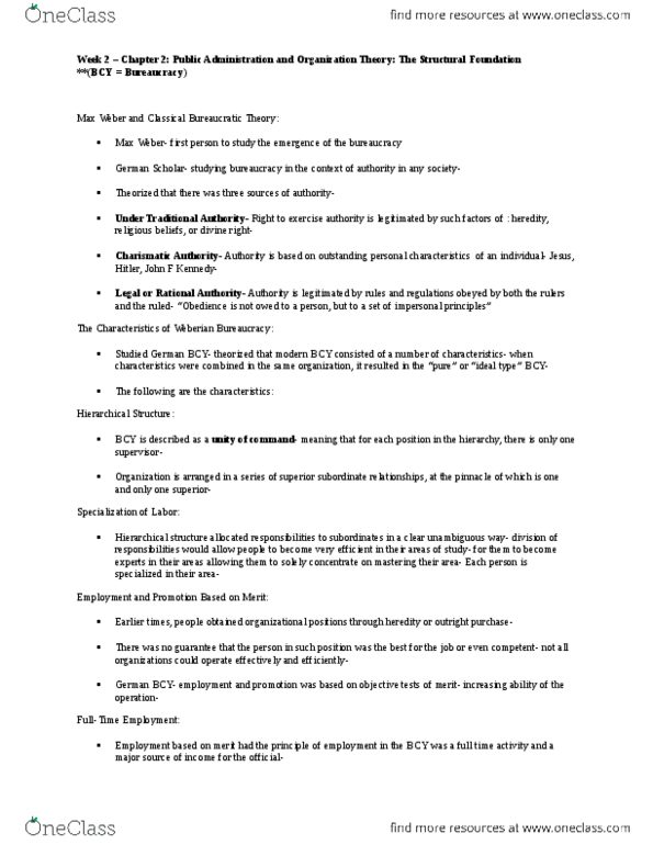 POLS 2250 Chapter Notes - Chapter 2: Mechanical Engineering, Scientific Management, Lyndall Urwick thumbnail