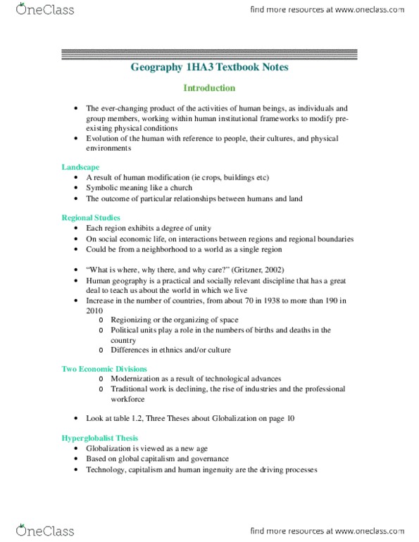 GEOG 1HA3 Chapter Notes -Plusnet, Pragmatism, Existentialism thumbnail