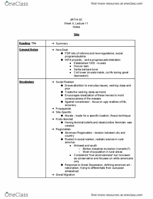 ARTHI 6C Lecture 11: class notes thumbnail