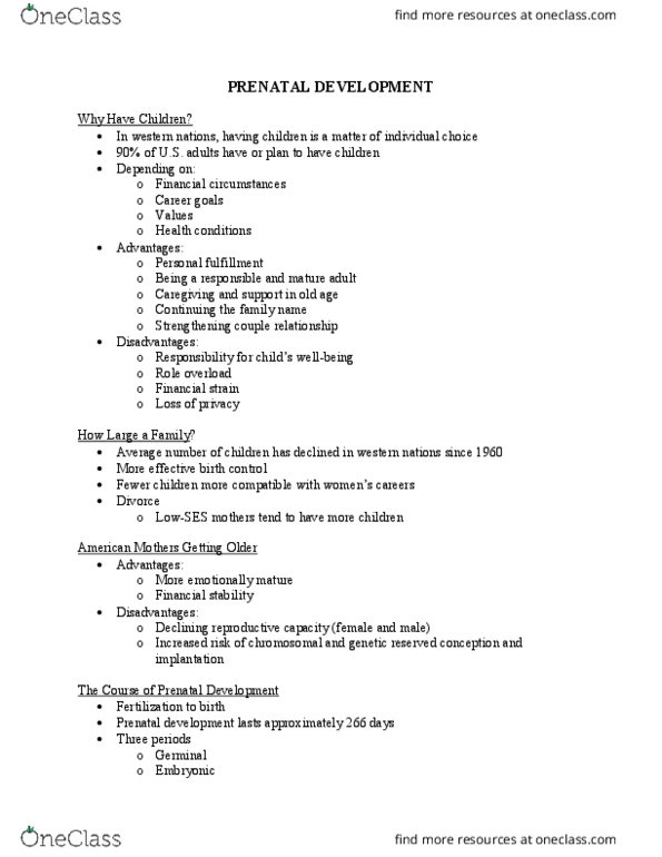 CFD 3250 Lecture Notes - Lecture 6: Prenatal Development, Methadone, Birth Weight thumbnail