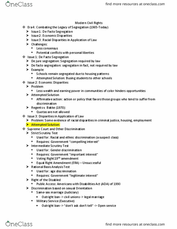 POLS 1101 Lecture Notes - Lecture 18: De Facto, De Jure, Suspect Classification thumbnail