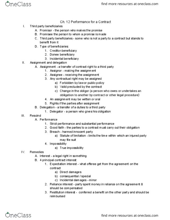 MGMT 10 Lecture 12: MGMT 10 Ch. 12 Performance for a Contract thumbnail