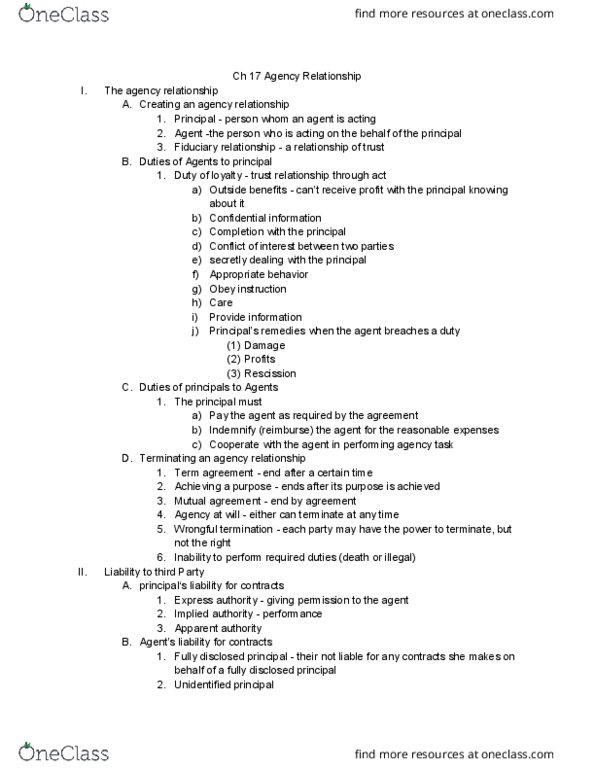 MGMT 10 Lecture Notes - Lecture 17: Apparent Authority, Appropriate Behavior, Respondeat Superior thumbnail