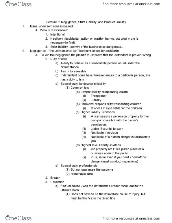 MGMT 10 Lecture 8: MGMT10 Lecture 8_ Negligence, Strict Liability, and Product Liability (1) thumbnail