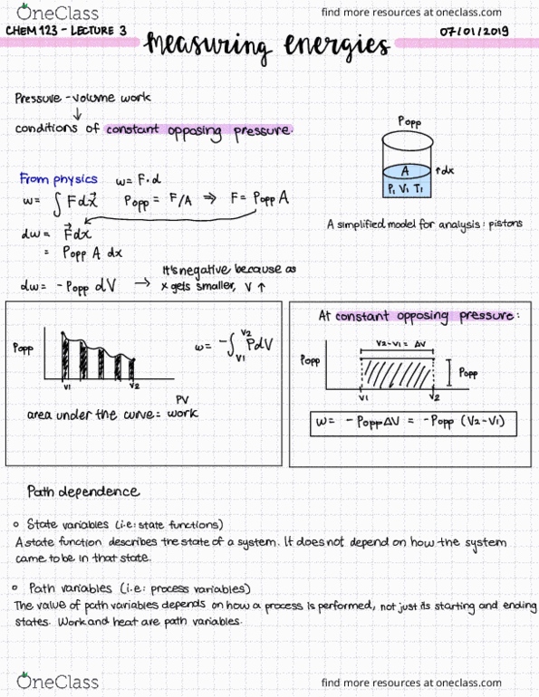 CHEM 123 Lecture Notes - Lecture 3: Path Dependence, Lead Zirconate Titanate, Heat Capacity cover image