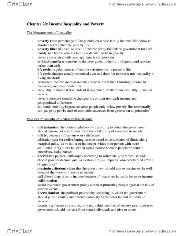 Economics 10a Chapter 20: Chapter 20 - Income Inequality and Poverty thumbnail