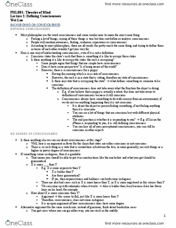 PHLB81H3 Lecture 2: Defining Consciousness thumbnail