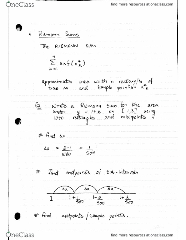 MAT135Y5 Lecture 2: RIEMANN SUMS cover image