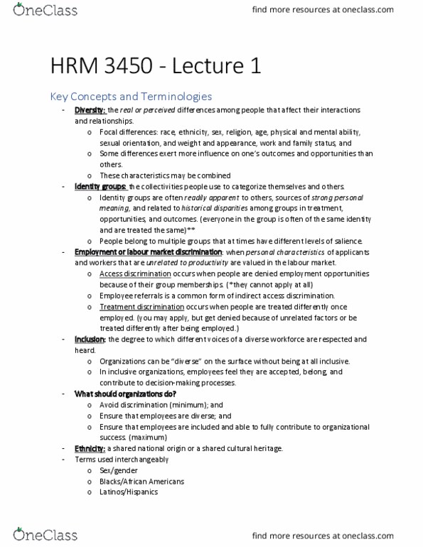 HRM 3450 Lecture Notes - Lecture 1: Job Satisfaction, Cognitive Flexibility thumbnail