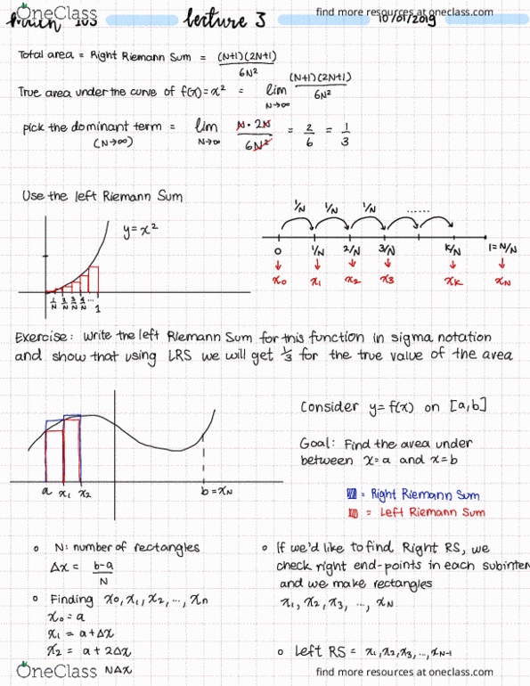 MATH 103 Lecture Notes - Lecture 3: Riemann Sum cover image