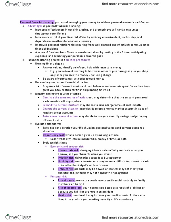 COMMERCE 4FP3 Chapter Notes - Chapter 1: Money Market Account, Interest Rate Risk, Financial Plan thumbnail