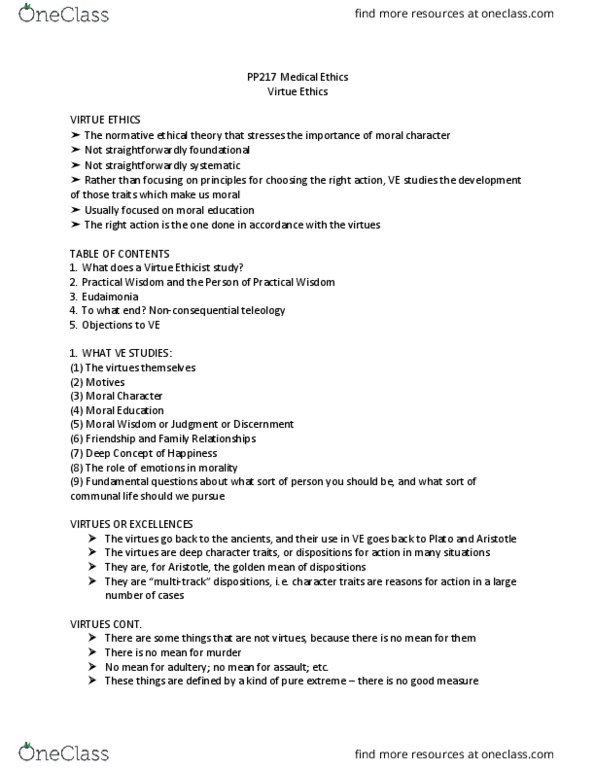 PP217 Chapter 1: Supplementary Notes - Virtue Ethics Winter 2019 Medical Ethics thumbnail