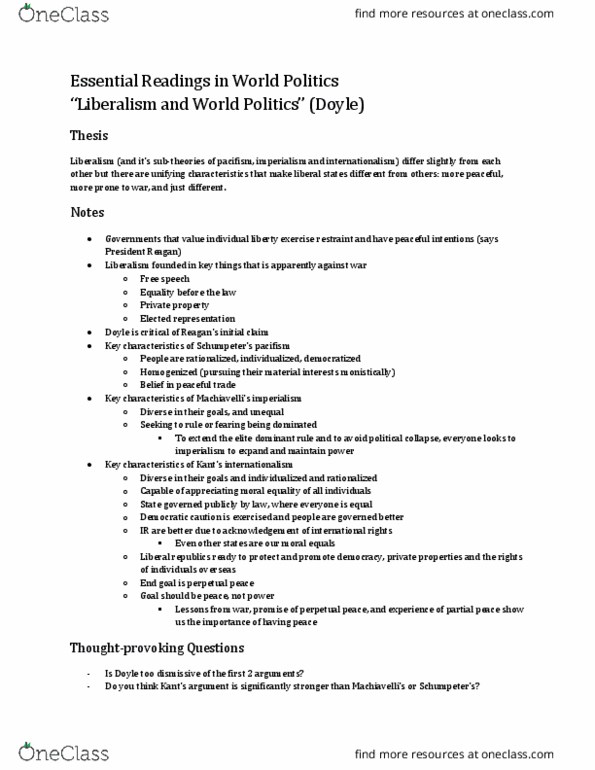 POLS 2940 Lecture 8: Liberalism and World Politics thumbnail