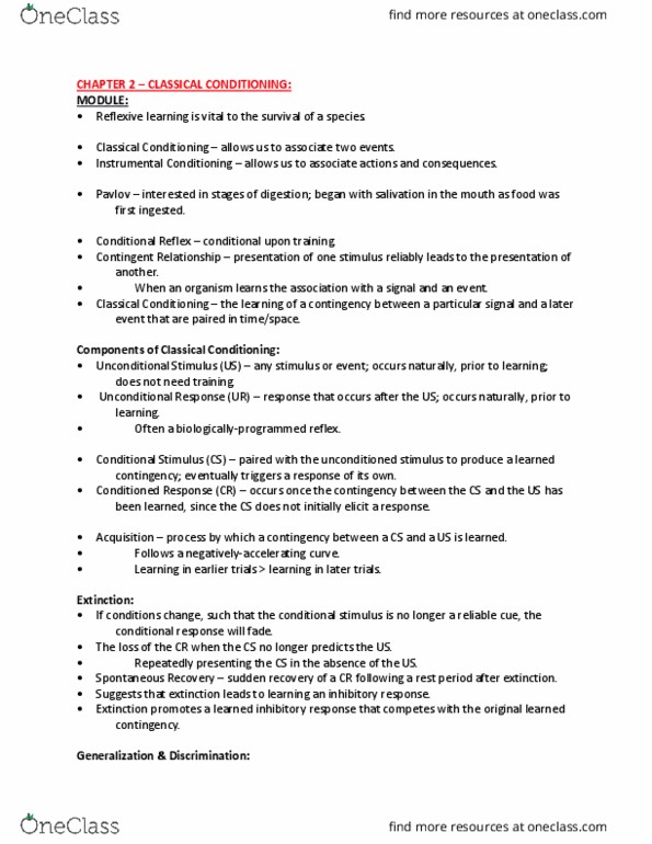 PSYCH 1X03 Lecture Notes - Lecture 2: Classical Conditioning, Normal Distribution, Homeostasis thumbnail