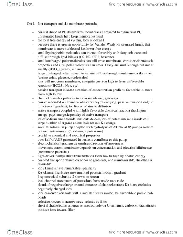 Life Sciences 1a Lecture Notes - Lecture 11: Glycerol, Benzene thumbnail