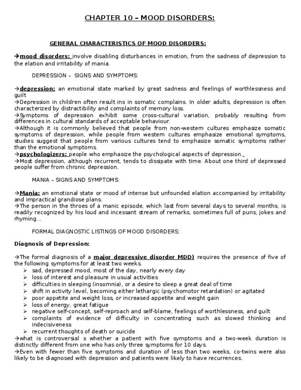 PSYB32H3 Chapter Notes - Chapter 10: Treatment-Resistant Depression, Anomie, Electroconvulsive Therapy thumbnail