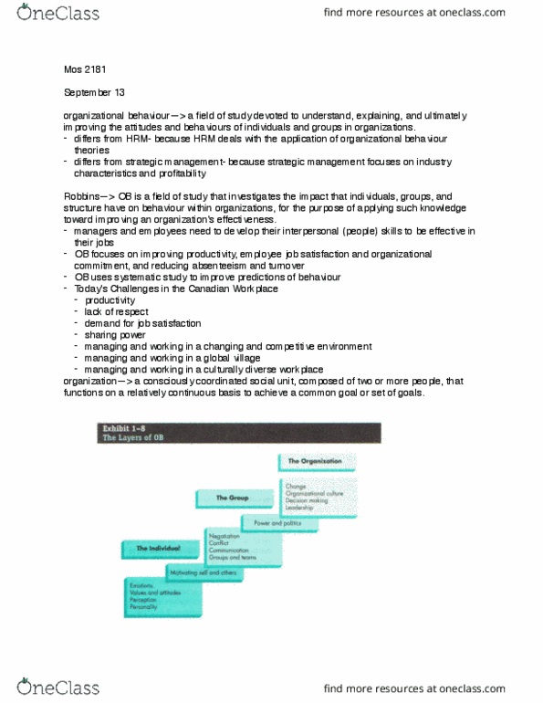 Management and Organizational Studies 2181A/B Chapter Notes - Chapter 1-5: Job Satisfaction, Strategic Management, Organizational Commitment thumbnail