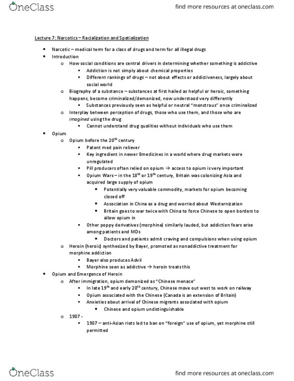 HLTHAGE 2L03 Lecture Notes - Lecture 7: Morphine, Ibuprofen, Racialization thumbnail