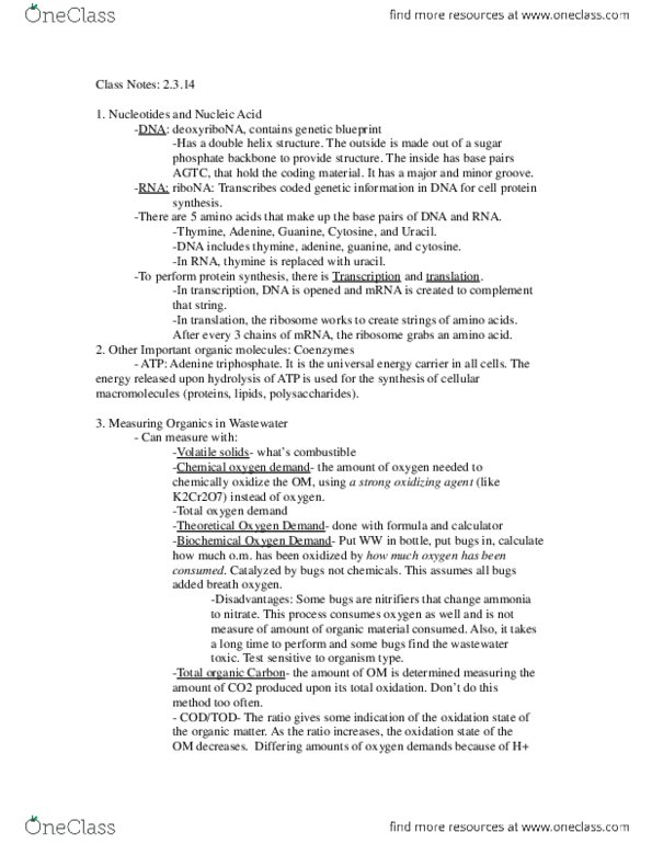 CIVE 7251 Lecture Notes - Thymine, Cytosine, Adenine thumbnail