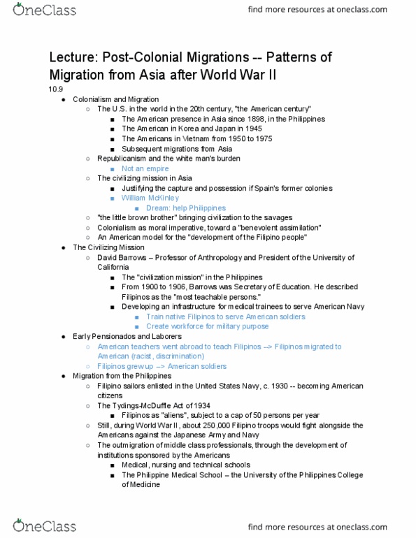 AS AM 2 Lecture 2: Post-Colonial Migrations -- Patterns of Migration from Asia after World War II thumbnail