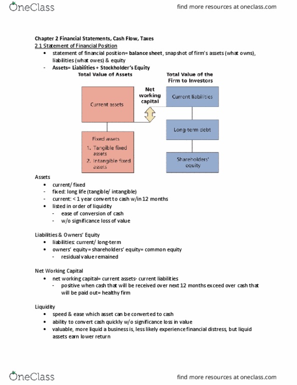 HTA 602 Lecture Notes - Lecture 2: Current Liability, Capital Asset, Cash Flow thumbnail