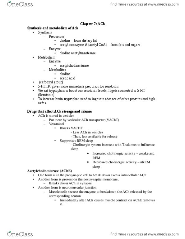 PSY 434 Lecture Notes - Acetyl Group, Carboxylic Acid, Muscarine thumbnail