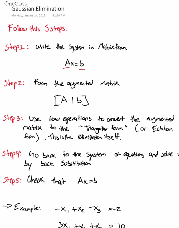 ENGM 1041 Lecture Notes - Lecture 4: Gaussian Elimination cover image