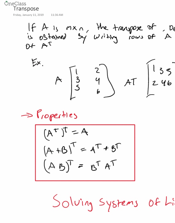 ENGM 1041 Lecture Notes - Lecture 3: Transpose cover image