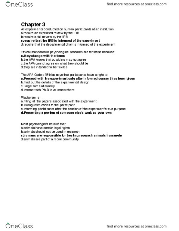 Psyc 201 Midterm Chapter 3 Study Questions