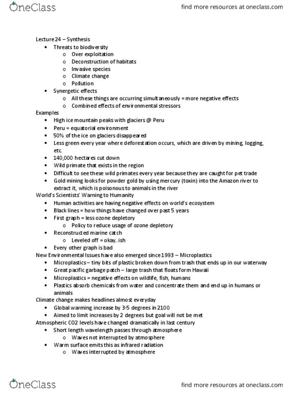 BIO120H1 Lecture Notes - Lecture 24: Great Pacific Garbage Patch, Microplastics, Invasive Species thumbnail