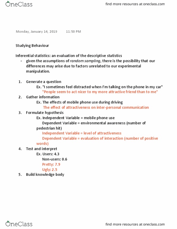 PSYCO104 Lecture Notes - Lecture 4: Statistical Inference, Descriptive Statistics, Interpersonal Communication thumbnail