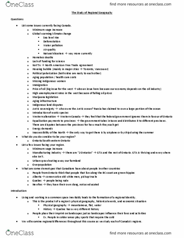 Geography 2010A/B Lecture Notes - Lecture 1: Sea Level Rise, Arctic Ocean, Urban Sprawl thumbnail