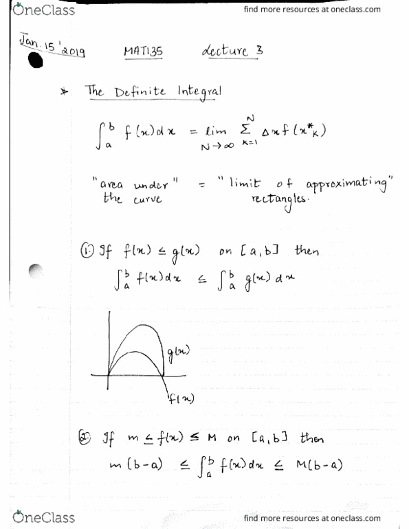 MAT135Y5 Lecture 3: DEFINITE INTEGRAL, FUNDAMENTAL THM OF CALCULUS cover image