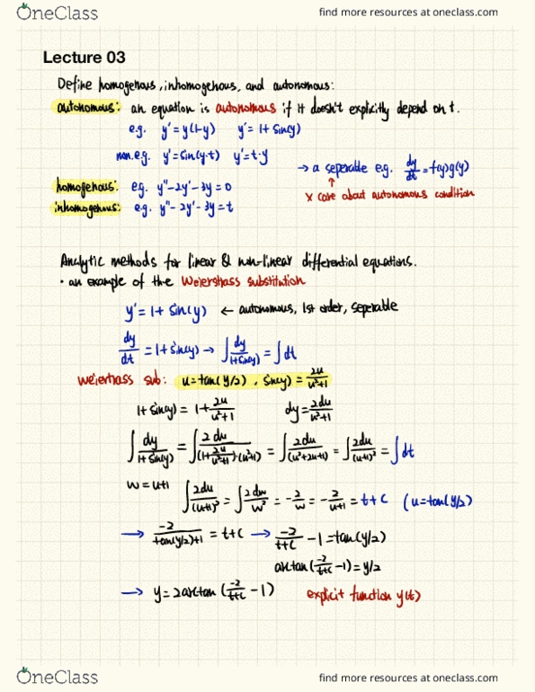 MATH 4B Lecture Notes - Lecture 3: Tangent Half-Angle Substitution, Tonne, Product Rule cover image