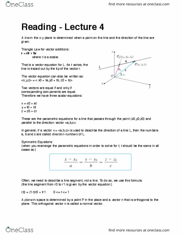 MATH 215 Chapter Notes - Chapter 12.5: Linear Equation thumbnail