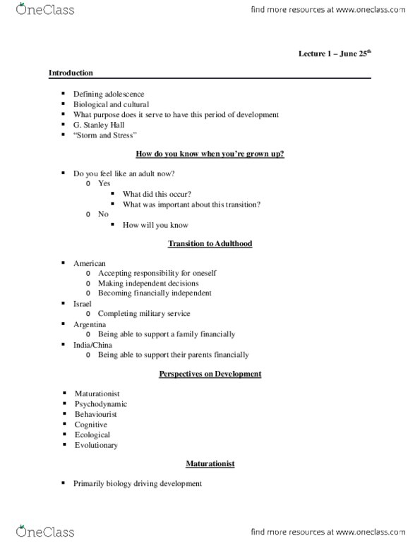 PSYCH 3AB3 Lecture Notes - Heterosexuality, Egocentrism, Osteoporosis thumbnail