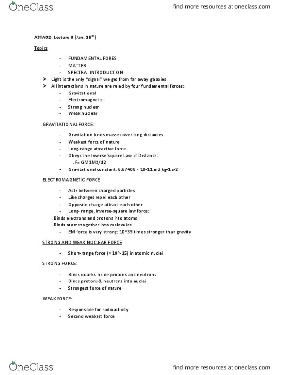 ASTA02H3 Lecture Notes - Lecture 3: Gravitational Constant, Fundamental Interaction, Kelvin thumbnail