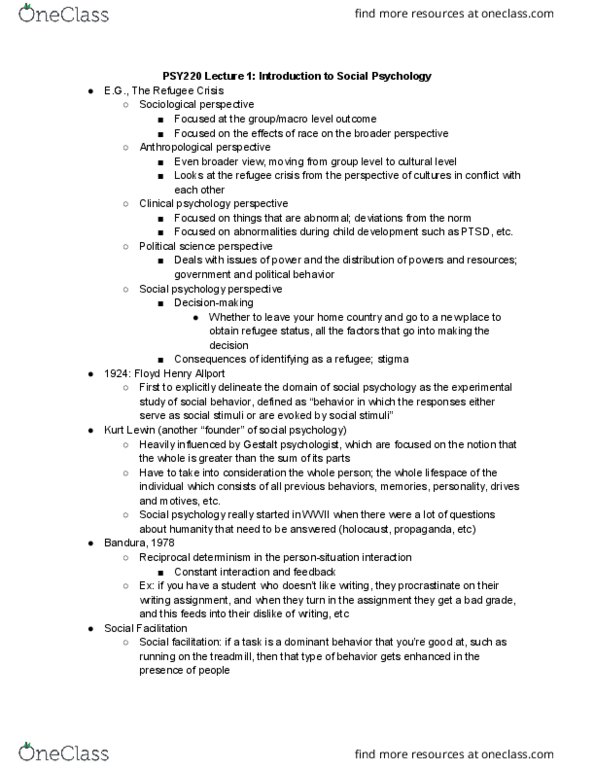 PSY220H1 Lecture 1: Introduction to Social Psychology thumbnail