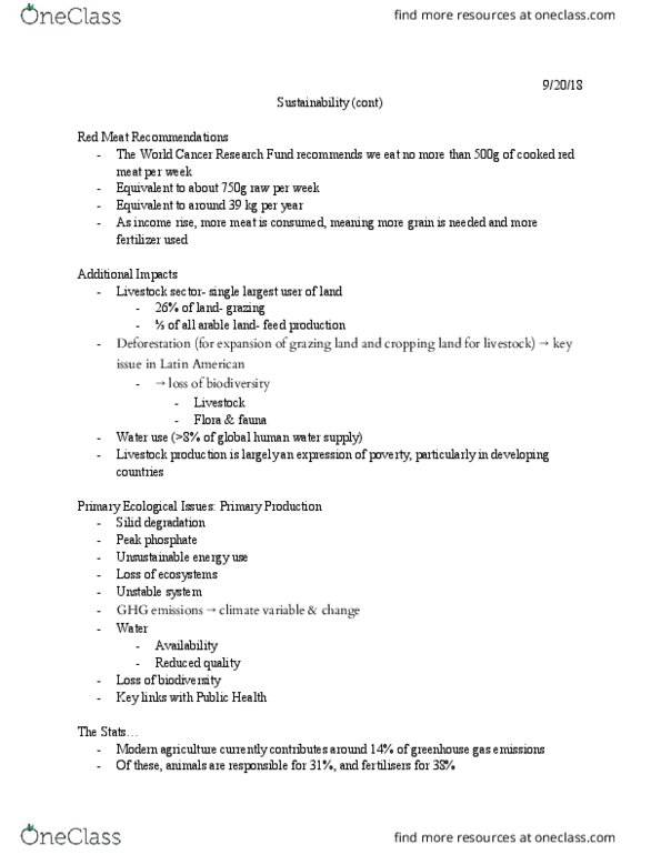 HWS 101 Lecture Notes - Lecture 9: World Cancer Research Fund International, Red Meat, Food Packaging thumbnail