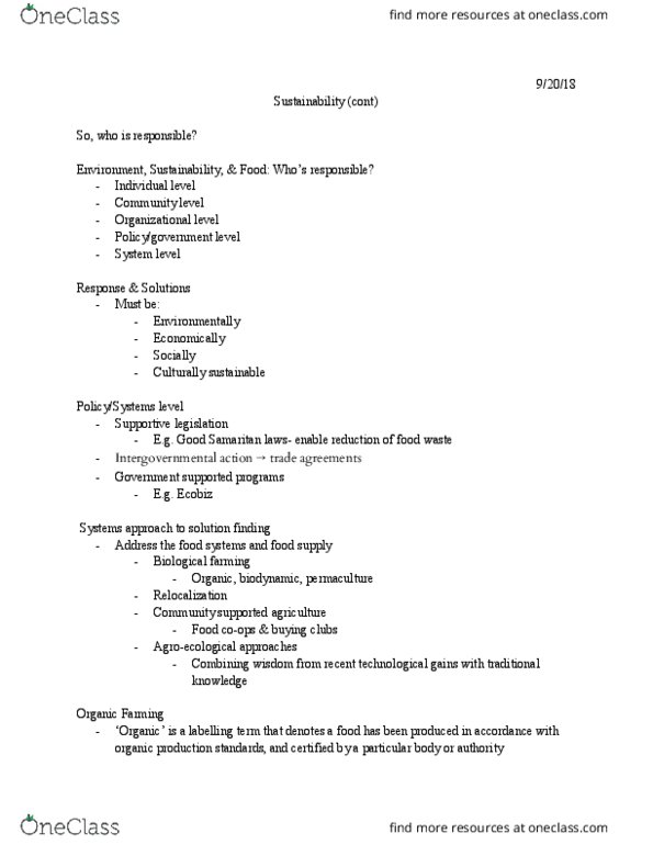 HWS 101 Lecture Notes - Lecture 9: Permaculture, Food Waste, Systems Theory thumbnail