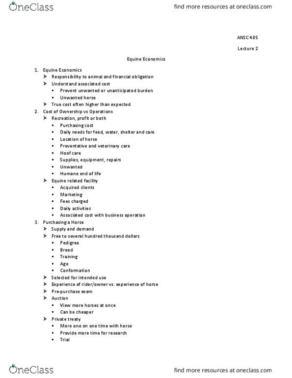 ANSC 485 Lecture Notes - Lecture 2: Facility Management, Farrier, Waste Management thumbnail