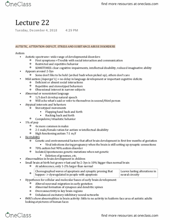 PSYC 211 Lecture Notes - Lecture 22: Fusiform Face Area, Fusiform Gyrus, Autism Spectrum thumbnail