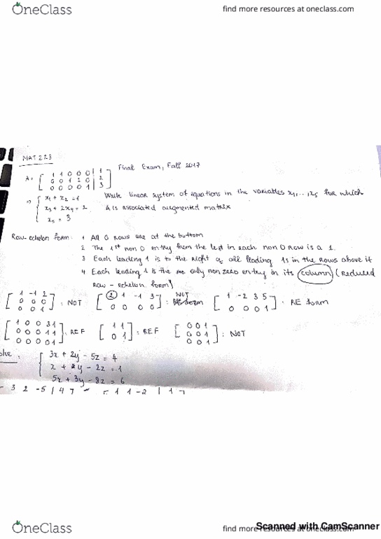 MAT223H5 Lecture 3: solving for one solution, infinite solution, no solution thumbnail