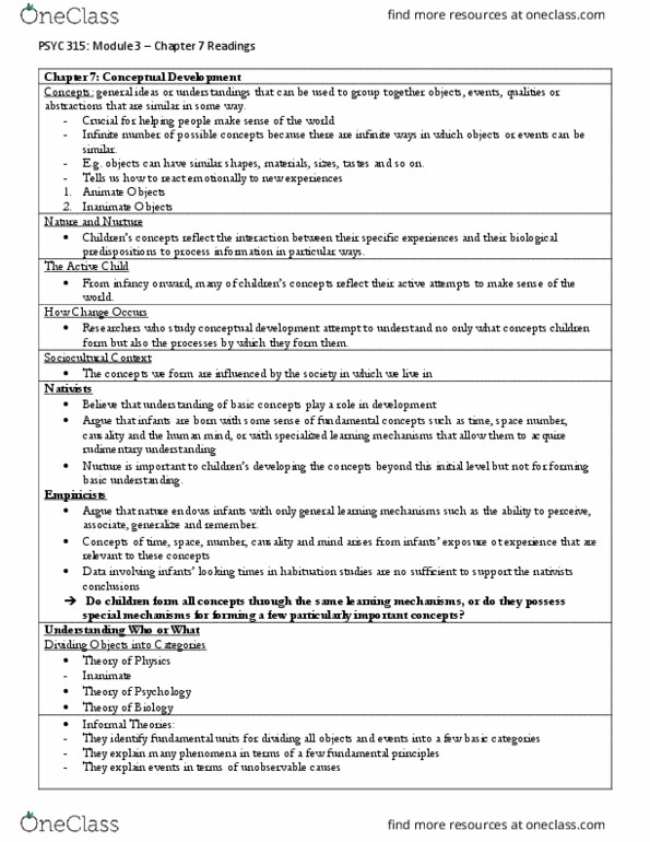 PSYC 315 Chapter 7: Module 3 Textbook Notes - PSYC 315 thumbnail
