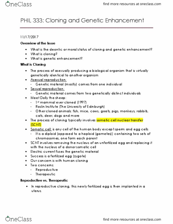 PHIL 333 Lecture 1: PHIL 333 - Cloning and Genetic Enhancement thumbnail
