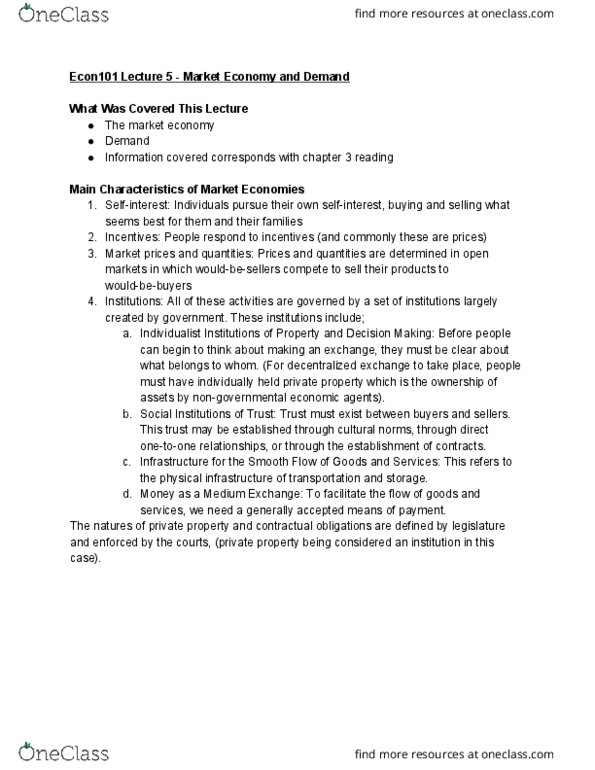 ECON101 Lecture Notes - Lecture 5: Ceteris Paribus, Demand Curve thumbnail