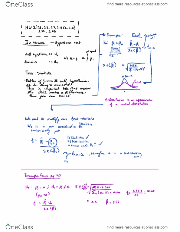 STA 108 Lecture Notes - Lecture 5: Test Statistic cover image